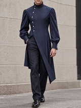 [Pre-order] en's Avant-Garde Deconstructed Stage Runway Asymmetric Hem Stand Collar Shirt SKUL89235