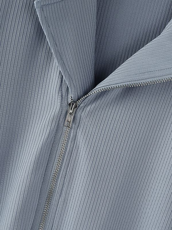 Men's Knitted Texture Lapel Double Zip Long Sleeve Cardigan SKUL35091