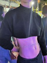 Men's Solid Color Deconstructed Cropped Long Sleeve Sweatshirt SKUL51813