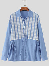 Men's Striped Lace Print Long Sleeve Shirt SKUL40708