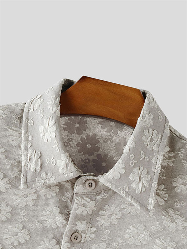 Mens Floral Print Textured Short Sleeve Shirt SKUL13715