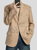Men's Bird Printed Long Sleeve Blazer SKUL37524