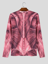 Men's Avant-Garde Party 3D Muscle Print Tight Fit Long Sleeve Round Neck T-shirt SKUL81070