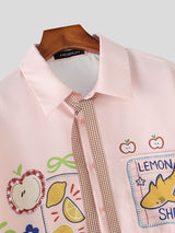 Men's Harajuku Streetwear Doodle Patchwork Short Sleeve Shirt SKUL69086