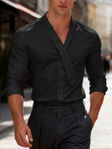 Men's Solid Color Button Long Sleeve Shirt SKUL43544