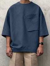 Men's Japanese Cityboy City Walk Oversized Chest Pocket Half Sleeve T-shirt SKUL86039
