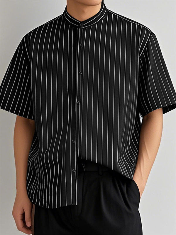 Mens Striped Casual Short Sleeve Shirt SKUL19129