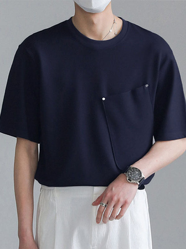 Mens Solid Large Pocket Short Sleeve T-Shirt SKUK16289