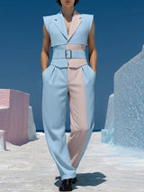 Men's Colorblock Cropped Casual Two Pieces Outfit SKUL22807