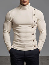 Mens Solid Color Textured Pullover Long Sleeve Sweater SKUK84482