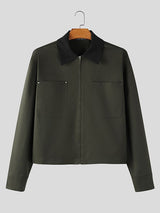 Men's Casual Contrast Collar Long Sleeve Zipper Jacket SKUL50116