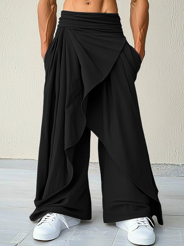 Men's Solid Ruffled Patchwork Pant SKUL35385