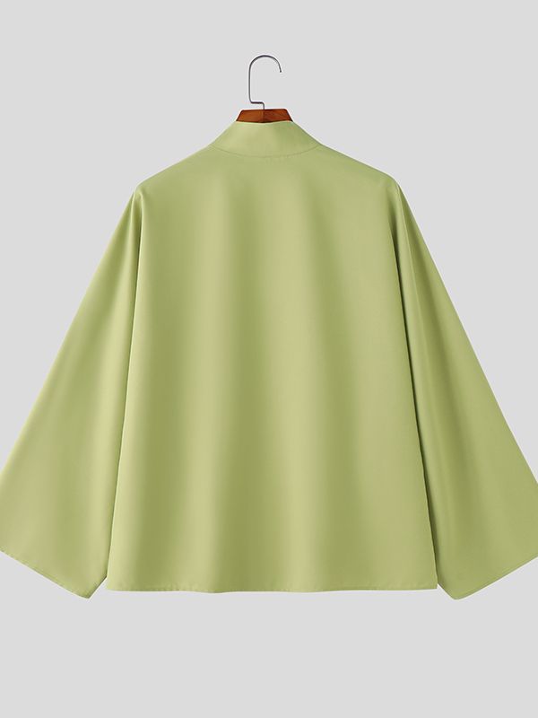 Men's Neck Button Design Long Sleeve Shirt SKUL51821