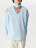 Mens Cutout High Neck Long Sleeve Shirt SKUK48478