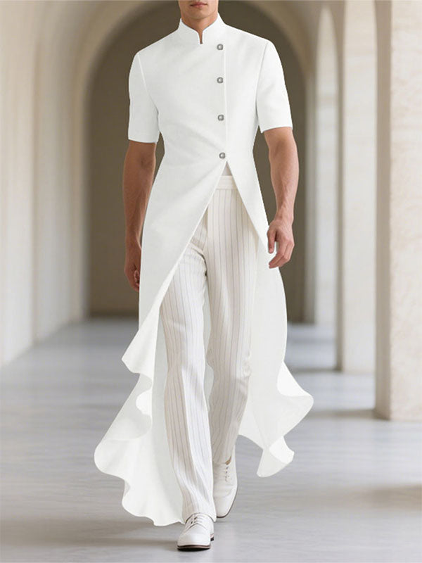 Men's Ruffle Hem Short Sleeve Blazer SKUL22526