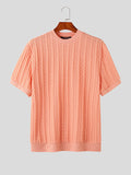Mens Striped Knit Casual Short Sleeve T-Shirt SKUK10324