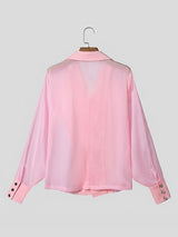 Men's Sheer Mesh Patchwork Long Sleeve Blazer SKUL49993