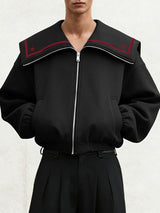 Men's Star Print Contrast Sailor Collar Long Sleeve Jacket SKUL43749