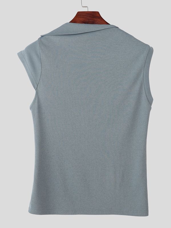 Men's Solid Color Asymmetrical Shoulder Casual Tank SKUL47786