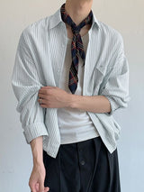 Men's Casual Stripe Loose Long Sleeve Shirt SKUL28513