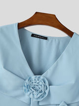 Men's 3D Floral Embellished Sailor Collar Shirt SKUL45074