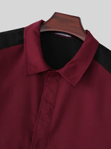 Men's Japanese City Boy Style Color-Block Short Sleeve Shirt SKUL76782