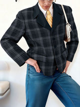 Men's Plaid Preppy Style Casual Blazer SKUL30593