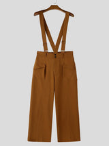 Men's Avant-Garde Runway Adjustable Suspender Strap Cargo Flap Pocket High Waist Pant SKUL80468