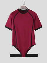 Men's Colorblock Crew Neck Short Sleeve Bodysuit SKUL21117