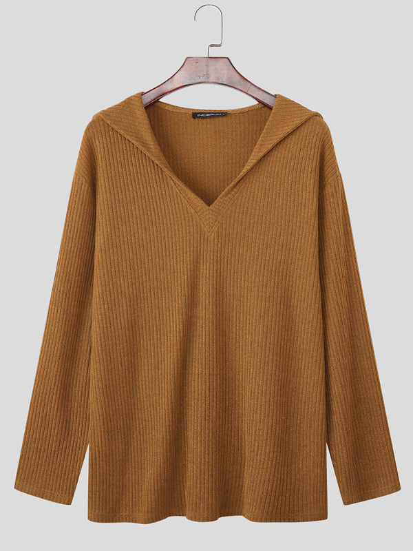 Men's Knit Textured Pullover Long Sleeve Sweater SKUL28247