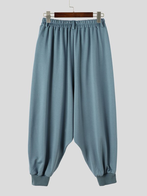 Men's Avant-Garde Darkwear City Walk Loose Baggy Cuffed Hem Drape Pant SKUL85505