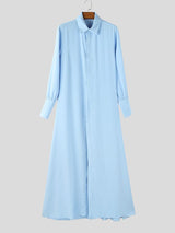 Men's Deconstructed Long Hem Floor Length Long Sleeve Shirt SKUL37703