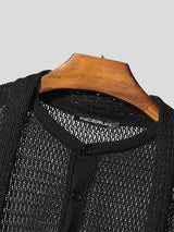 Men's Sheer Hollow Out Long Sleeve Sweater SKUL29587