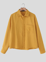 Men's Solid Color Casual Long Sleeve Shirt SKUL27345