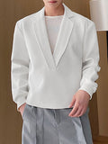 Mens Solid Texture Lapel Pullover Sweatshirt SKUK31934