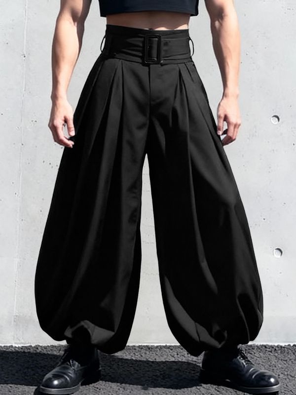 Men's Solid Color Oversized High Waist Pant SKUL50080