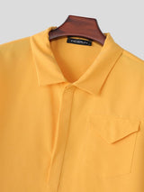 Men's High Street Casual Flap Pocket V Neck Short Sleeve Shirt SKUL75688