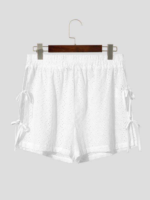 Men's Avant-Garde Side Ribbon Eyelet Lace Short SKUL62938