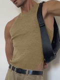 Mens Solid Rib-Knit Sleeveless Bodysuit SKUK33285