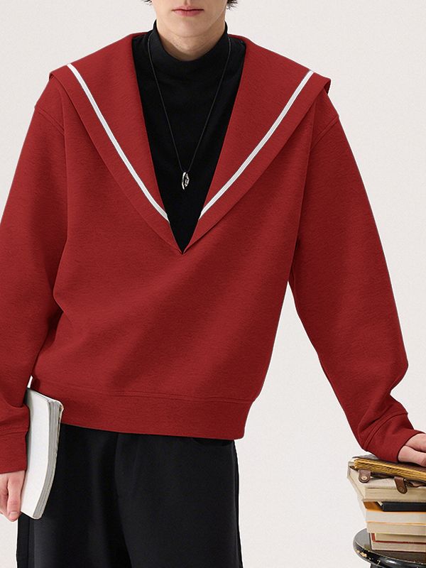 Men's Casual Sailor Collar Long Sleeve Shirt SKUL47803