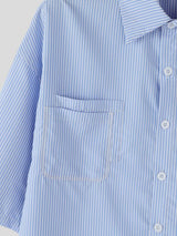 Men's City Boy Oversized Pinstripe Half Sleeve Shirt SKUL59597