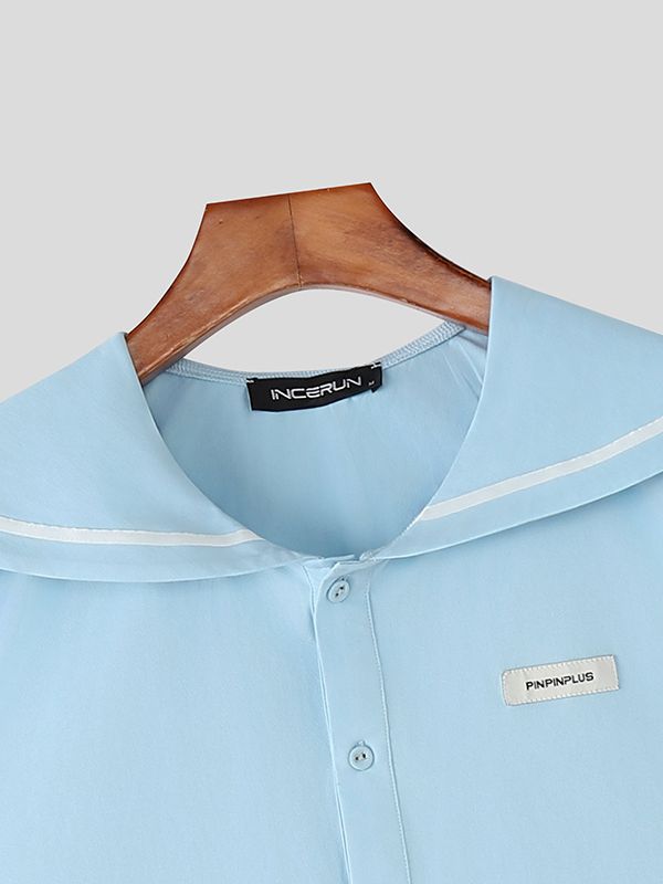 Men's Solid Color Sailor Collar Casual Tank SKUL50154