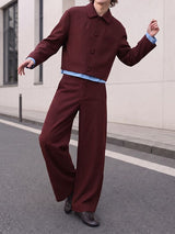 Men's Clean Fit Gallery Turn Down Collar Cropped Length Two Pieces Outfit SKUL82409