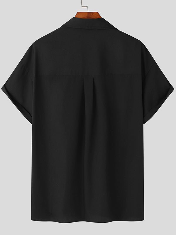 Mens Solid Half Placket Chest Pocket Shirt SKUK20458