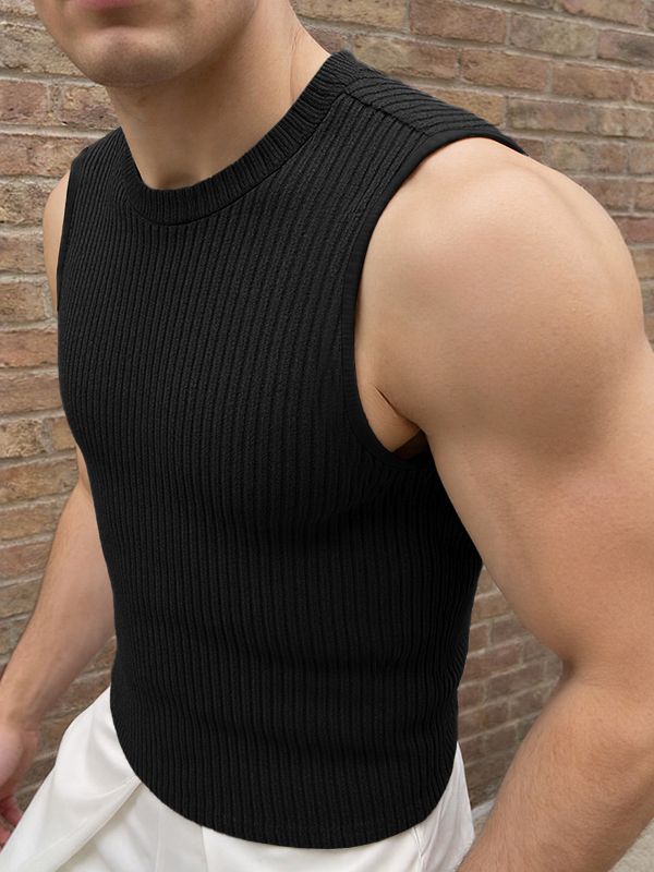Men's Solid Color Knit Casual Tank SKUL52643