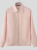 Men's Solid Color Zipper Long Sleeve Shirt SKUL51262