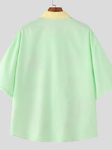 Men's Fun Print Contrast Collar Short Sleeve Shirt SKUL45998