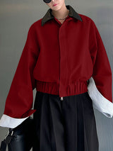 Men's Oversized Cuff Plaid Long Sleeve Jacket SKUL34030