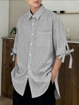 Men's Bow Tie Stripe Half Sleeve Shirt SKUL41034