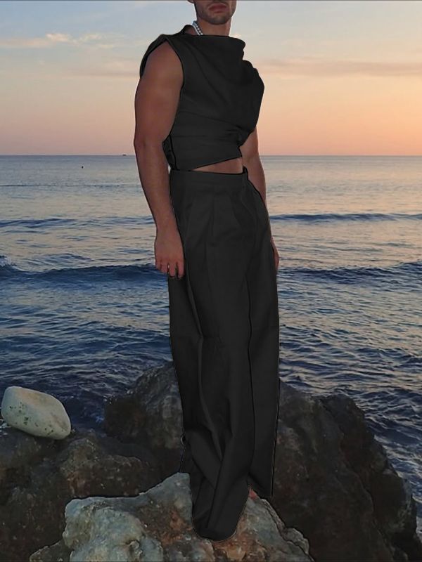 Men's Solid Color Casual Two Pieces Outfit SKUL30526